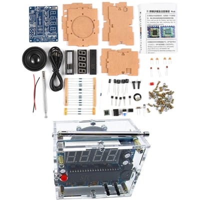 LED digitale FM-radio DIY Kit SCM FM-radiomodule Soldeerproject oefenkit 5W luidspreker USB Cable transparant