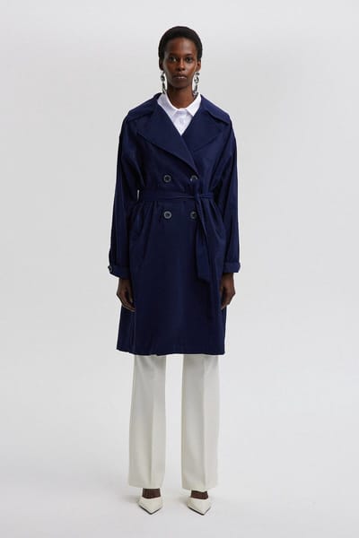 Touché Privé - Relaxed-fit cupro trenchcoat - Marine - Dames