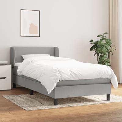 vidaXL - Boxspring - met - matras - stof - lichtgrijs - 80x200 - cm