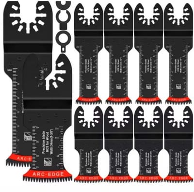 10 Stuks Japanse Oscillerende Zaagbladen | Koolstofstaal & Bi-Metaal | Gebogen Rand | Universele Multitool Messen | Scherp, Slijtvast & Precisie Snijblad