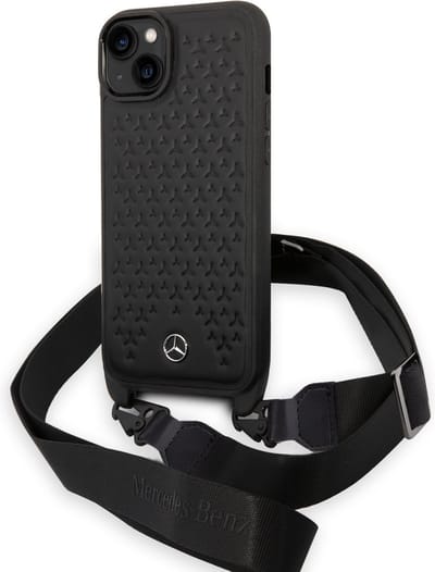 Mercedes-Benz iPhone 14 Plus TPU Backcover - Strap Case - Star Pattern - Zwart