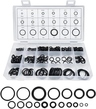 Rubberen ringen set - Afdichtingen assortiment - Sanitair onderhoud - 225 stuks 18 maten - Ø 3-22 mm - Blauw