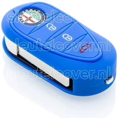 Autosleutel Hoesje geschikt voor Alfa Romeo - SleutelCover - Silicone Autosleutel Cover - Sleutelhoesje Blauw