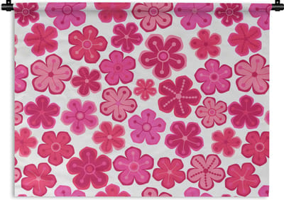 Wandkleed - Wanddoek - Bloemen - Roze - Patronen - 60x45 cm - Wandtapijt
