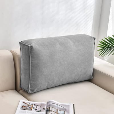Luxe Rugkussen - Bank Kussen - Comfortabel Lezen - Afneembare Hoes - 70x12x45cm - Grijs