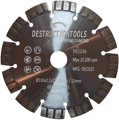 Destructiontools diamant zaagblad 150mm – voor gewapend beton – asgat 22,23 mm | Genesis series