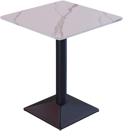 Vierkante Eettafel - Moderne Tafel - Kleine Ruimtes - Marmerlook Blad - 60x60cm - Wit