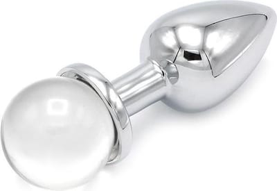 Kiotos - Aluminium Buttplug Met Glinsterende Ronde Siersteen - Transparant