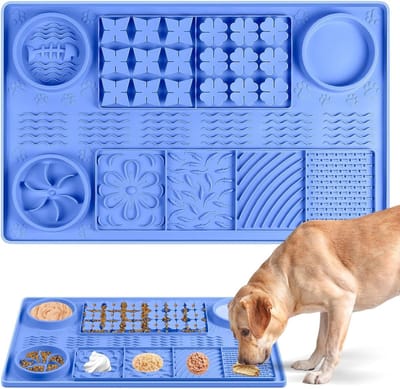 Grote 4-in-1 Hond Lick Mat met 43 Zuignappen, Snuffelmat en Langzaam Voederdispenser voor Stressvermindering en Training, 81 x 50 cm