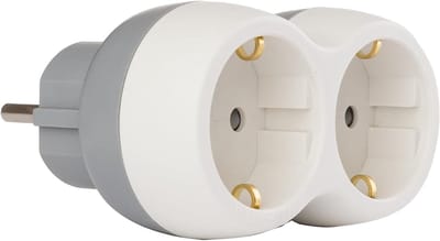NBAP® Dubbele Stekker voor Stopcontact - Tweeweg Stekker - Verdeelstekker - Stopcontact Splitter - Met Kinderbescherming - Grijs en Wit