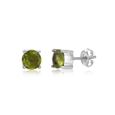 SilverGems Zilveren oorstekers met facet geslepen ronde Smaragd edelstenen