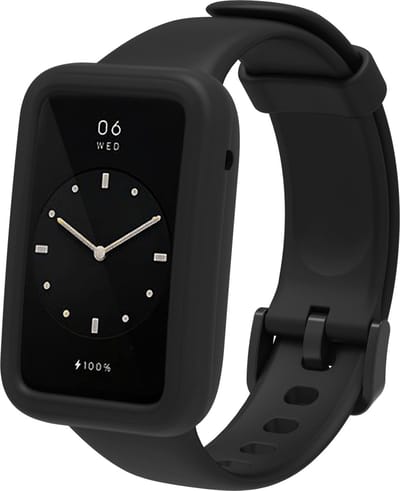 By Qubix - Siliconen sportbandje met case - Zwart - Geschikt voor Xiaomi Smart Band 7 Pro / Mi Band 7 Pro bandje