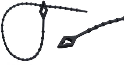 PRO-TIE® - Bundelbanden, Snelbinders Hersluitbaar, Rattenstaart / Beaded Cable Ties 200 mm zwart UV-Bestendig (Zak 100 stuks)