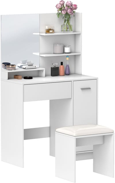 HOMCOM Kaptafelset - Spaanplaat - 80x40x132cm - Wit
