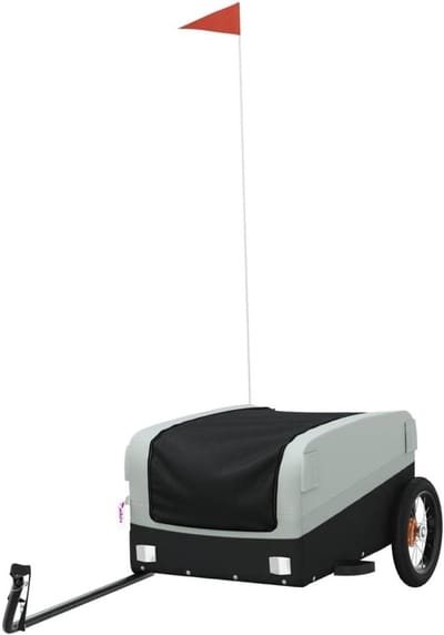 Fietskar - Transportkar fiets - Zware goederen vervoeren - Stevig ijzeren frame - 30 kg draagvermogen - Zwart grijs