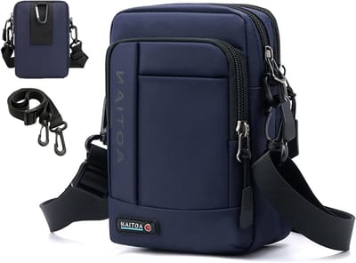Kleine Schoudertas voor Mannen - Ideaal voor Outdoor, Hiking en Sport - Multifunctionele Crossbody en Heuptas in Zwart
