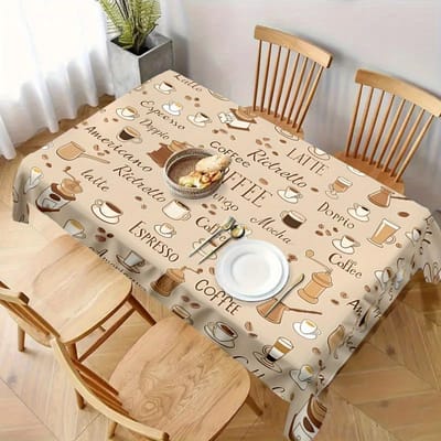 Koffiethema Digitale Print Rechthoekige Tafelkleed Tafel Decor Wasbaar Keuken Eettafel Doek Feest Verjaardagsfeest Decor 90x140cm gray