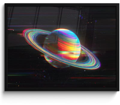 Poster in lijst - Fotolijst 80x60 cm - Posters - Planeet - Cirkel - Kleurrijk - Posterlijst zwart - Decoratie - Wanddecoratie woonkamer - Muurdecoratie slaapkamer