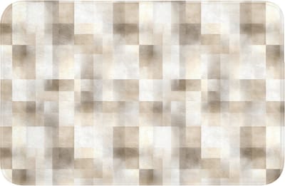 Badmat 60x40 cm - Antislip - Textuur - Linnen - Beige - Badmatten voor badkamer - Badkamermat - Douchemat - Badkamer mat