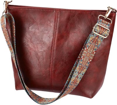 Dailygoods - Schoudertassen van veganistisch bruin PU-leer voor dames, elegante hobo-schoudertas met verstelbare brede ritssluiting voor gitaartas, emmertas, werk, winkelen, reizen, dagelijks leven