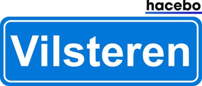 Hacebo - Plaatsnaam Sticker - 29x10 CM - Vilsteren sticker - Verkeersborden sticker - grappige cadeaus - Vilsteren