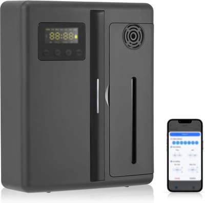Aroma Diffuser app, 200 ml waterloze diffuser zon etherische oliën tot 200 ㎡ 30 H, slimme luchtbevochtiger met lcd-display voor slaapkamer, kinderkamer en planten