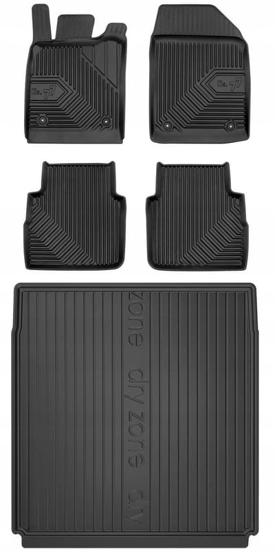 FROGUM 77 Set Automatten en Kofferbakmat - Geschikt voor OPEL VECTRA C Kombi (2002-2008) - TPE Rubber - Zwart