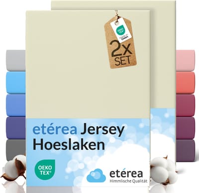 etérea Jersey hoeslaken 2-pack 100x200-120x200 cm (hoek 25 cm) 100% katoen - Naturel