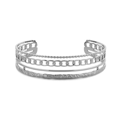 CO88 Collection 8CB-91211 Stalen Bangle met meerdere lagen - 16mm Breed - Staal - Zilverkleurig