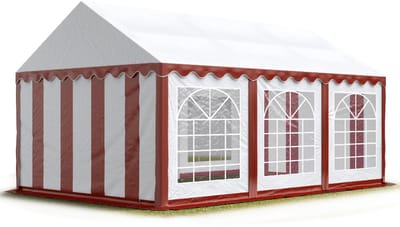 Partytent feesttent 3x6 m tuinpaviljoen -tent PVC 700 N in rood-wit waterdicht