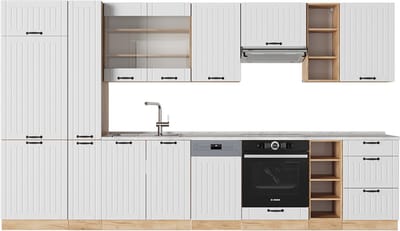 Vicco Fame-Line Complete keukeneenheid – 355 cm zonder werkblad Wit Landhuis
