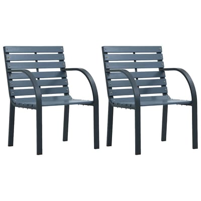 vidaXL - Tuinstoelen - 2 - st - massief - vurenhout - en - gepoedercoat - staal - grijs