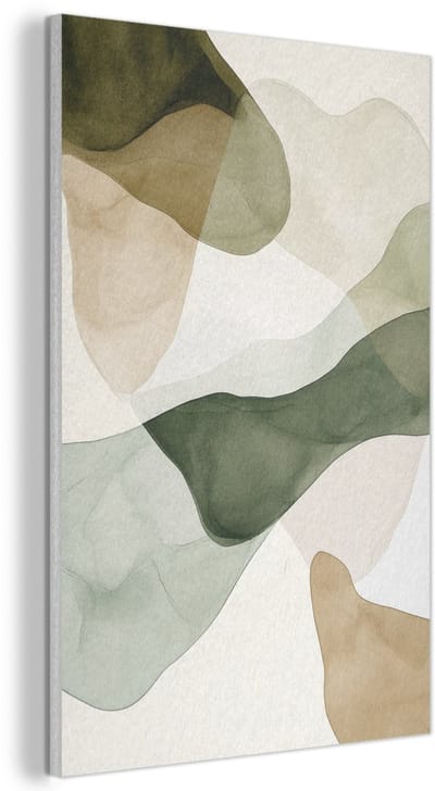 Akoestisch wandpaneel 40x60 cm - Vilt schilderij Japandi - Abstract - Groen - Akoestische panelen - Geluidsdempende wanddecoratie - Geluidsisolatie woonkamer - Muurdecoratie geluidspanelen