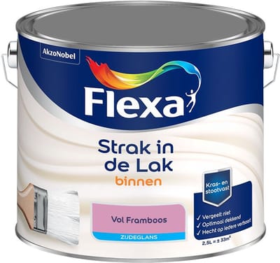 Flexa - Strak In De Lak Binnenlak Zijdeglans - Vol Framboos - Mengverf - 2,5 L