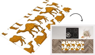 Keukenloper - Loper keuken - Kameel - Hout - Patronen - 120x50 cm - Keukenloper vinyl