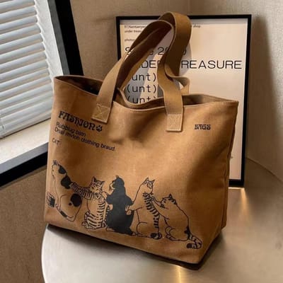 Dames Canvas Tote Bag Modieuze Ruime Duurzame Schoudertas met Ritssluiting en Klassiek Ontwerp Perfect voor Werk With lining