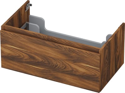 INK® wastafelonderkast 1 lade greeploos met houten keerlijst 80x45x35cm, noten