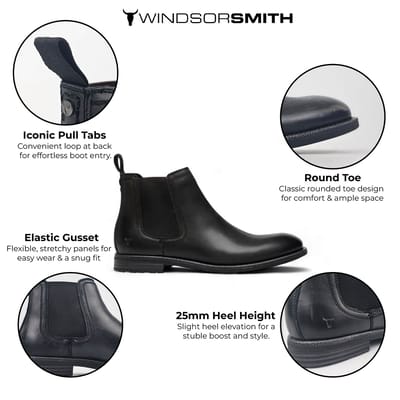 Windsorsmith Zwart Leren Chelsea Enkellaarzen - Sergio