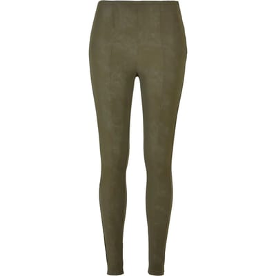Urban Classics - Washed Faux Leather Skinny fit broek - L - Olijfgroen