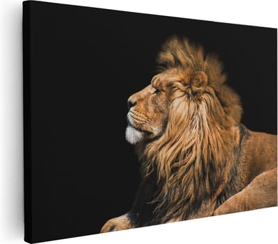 Artaza Canvas Schilderij Leeuwenkop - 30x20 cm - Klein - Muurdecoratie Dieren - Wanddecoratie Woonkamer - Kamer Accessoires