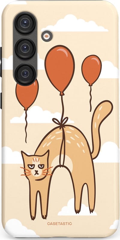 Casetastic Hoesje Geschikt voor Samsung S25 - Stijlvolle Beschermende Duo-layer Case - Kattenfeest Ballonnen