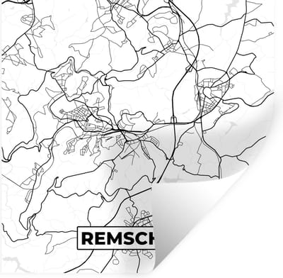 Muurstickers - Sticker Folie - Remscheid - Plattegrond - Kaart - Stadskaart - 100x100 cm - Plakfolie - Muurstickers Kinderkamer - Zelfklevend Behang XXL - Zelfklevend behangpapier - Stickerfolie