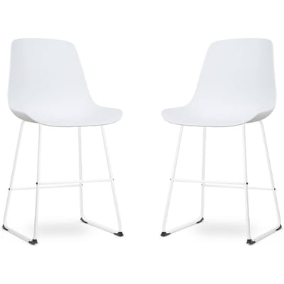 Nolon Nino Barkruk Wit - Wit Onderstel - 65 cm - Barstoel - Kookeiland - met Rugleuning