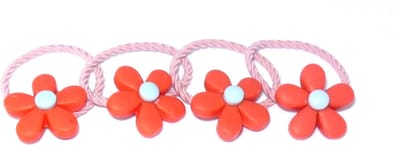 Elastiek met bloem oranje-lichtblauw