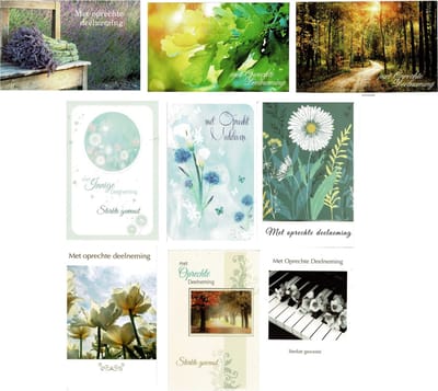 10 Condoleance Wenskaarten - 10 dubbele kaarten - Sterkte / met Oprechte Deelneming - 11x16cm - dubbele kaarten met enveloppen