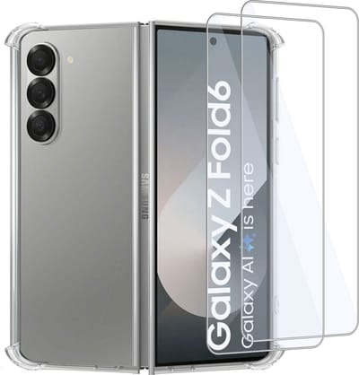 Geschikt voor Samsung Galaxy Z Fold 6 - Hoesje + 2x Screenprotector – Gehard Glas Cover + Shock Proof Case – Transparant