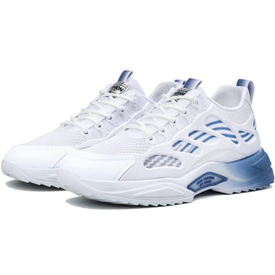 Lente Nieuwe Herenschoenen Mesh Ademend Lichtgewicht en Modieuze Sneakers voor Tieners Outdoor Hardloopschoenen 44 white