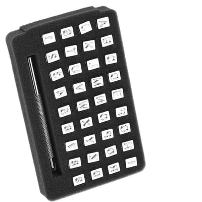 36 pièces en acier lettre numéro cuir tampon outil de poinçonnage pour l'impression artisanale cuir bricolage 6MM black