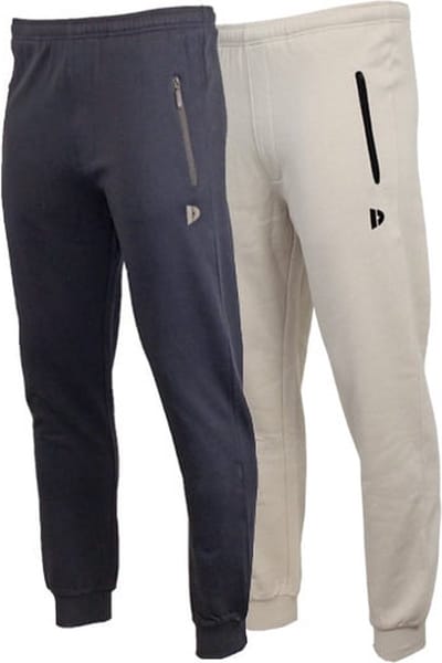 2-Pack Donnay - Joggingbroek met elastiek (Jack) - Sportbroek - Heren - Navy/Sand (928) - maat XL