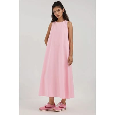 Mixray Collectie Crew Neck Mouwloze A-Lijn Maxi Jurk